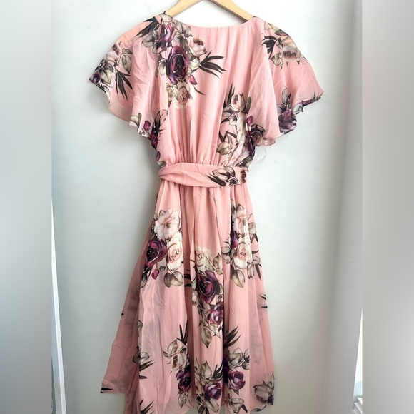 Goddiva Floral Printed Chiffon Midi Dress - Picture 5 of 6